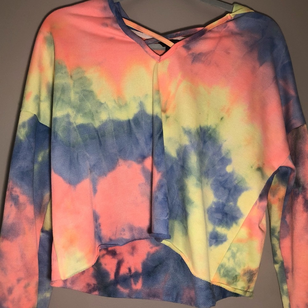 rainbow tie dye cropped sweatshirt
